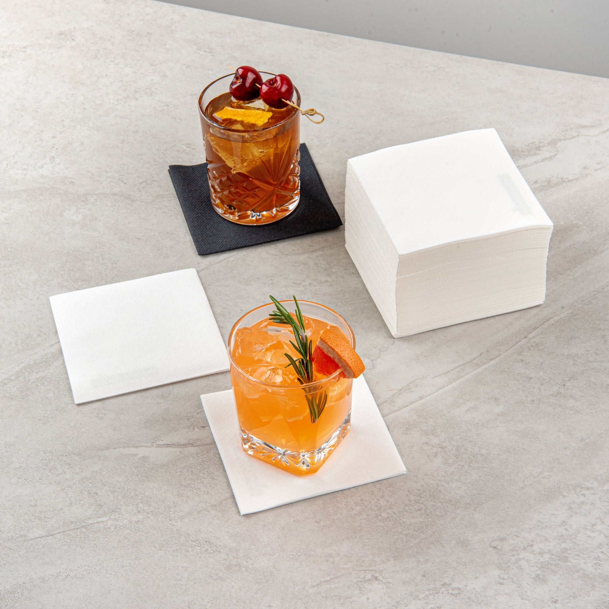 Luxenap Square White Paper Linen-Feel Cocktail Napkin - Air Laid - 9 1/2" x 9 1/2" - 50 count box