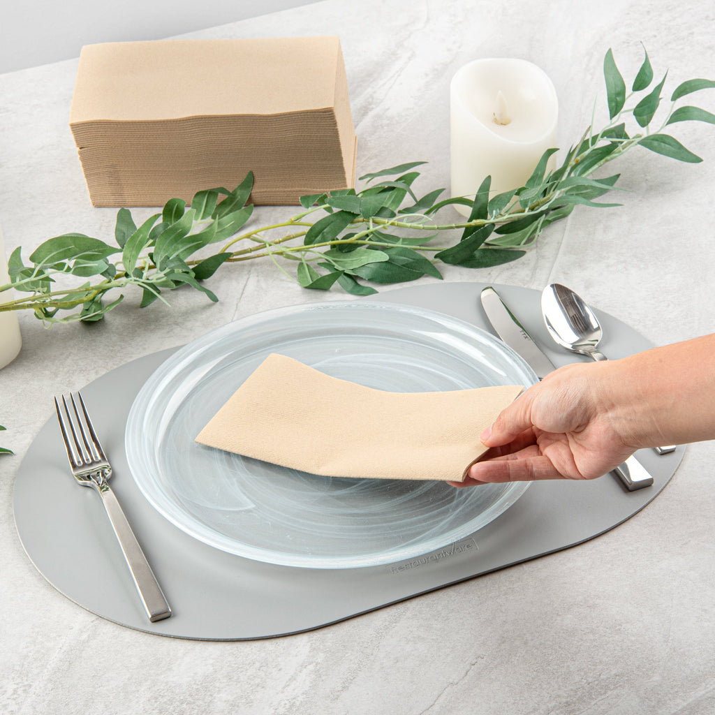 Luxenap Rectangle Kraft Paper Linen-Feel Guest Towel / Napkin - Air Laid - 15 3/4" x 7 3/4" - 50 count box