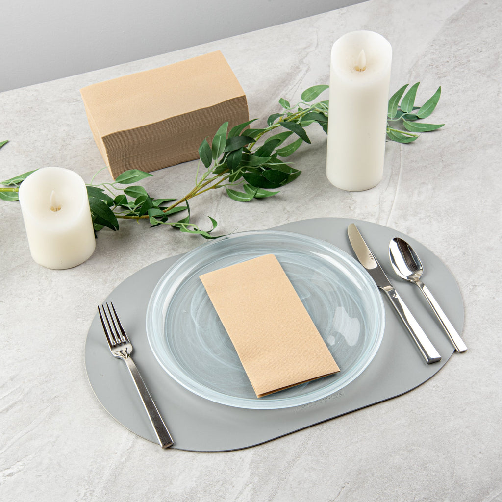 Luxenap Rectangle Kraft Paper Linen-Feel Guest Towel / Napkin - Air Laid - 15 3/4" x 7 3/4" - 50 count box