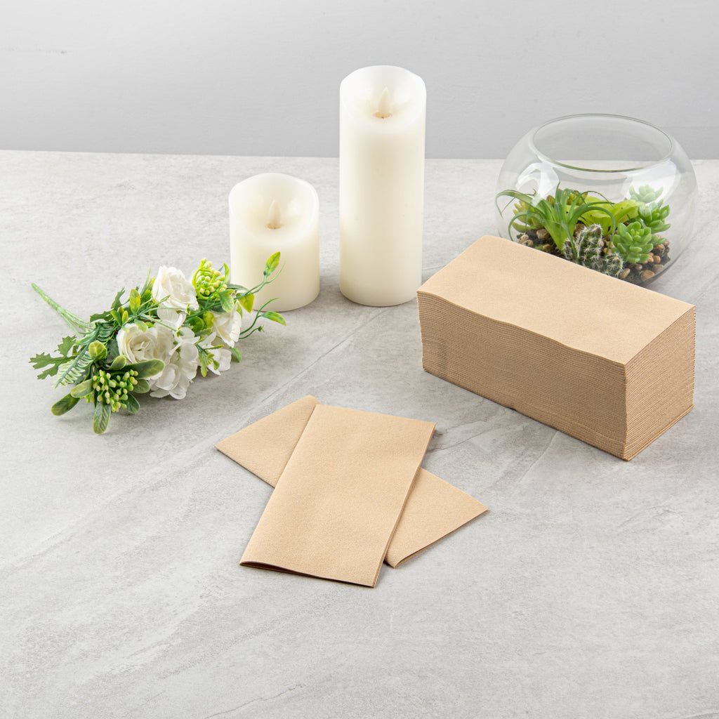 Luxenap Rectangle Kraft Paper Linen-Feel Guest Towel / Napkin - Air Laid - 15 3/4" x 7 3/4" - 600 count box