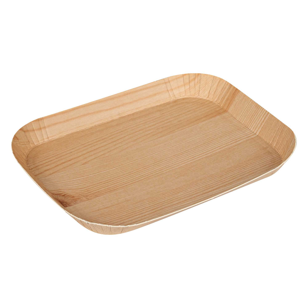 Cater Tek Rectangle Food Tray - Faux Wood - 6 1/2" x 5" - 100 count box