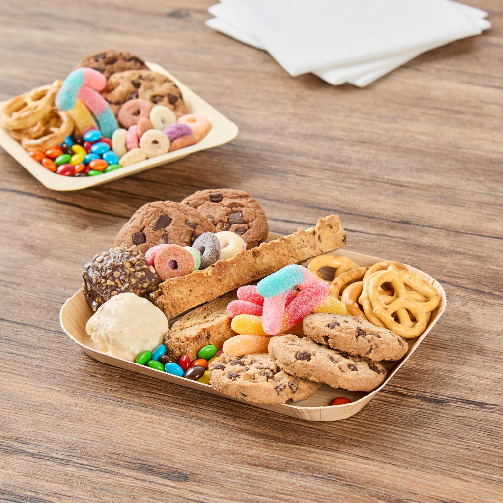 Cater Tek Rectangle Food Tray - Faux Wood - 6 1/2" x 5" - 100 count box