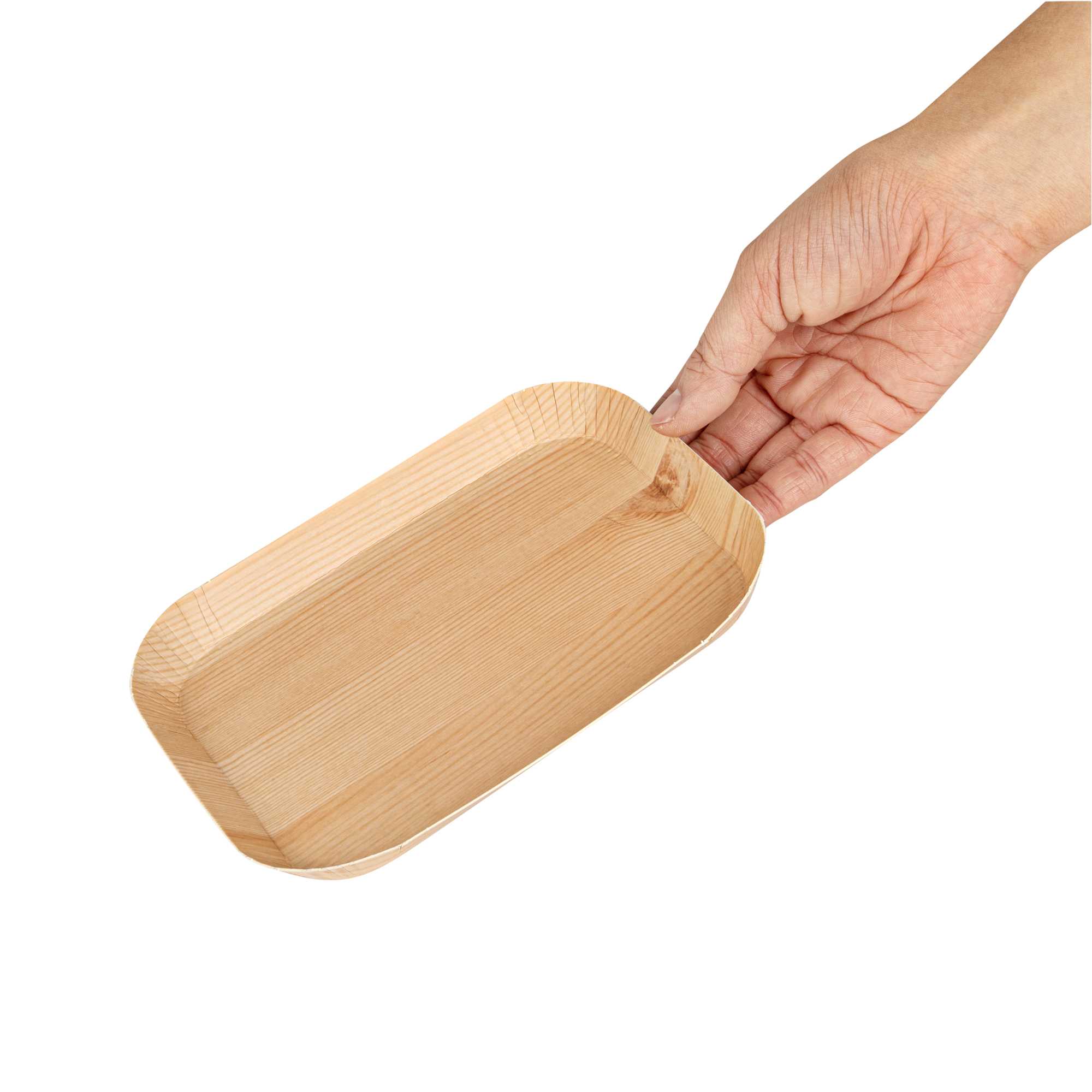 Cater Tek Rectangle Food Tray - Faux Wood - 6 1/2" x 5" - 100 count box