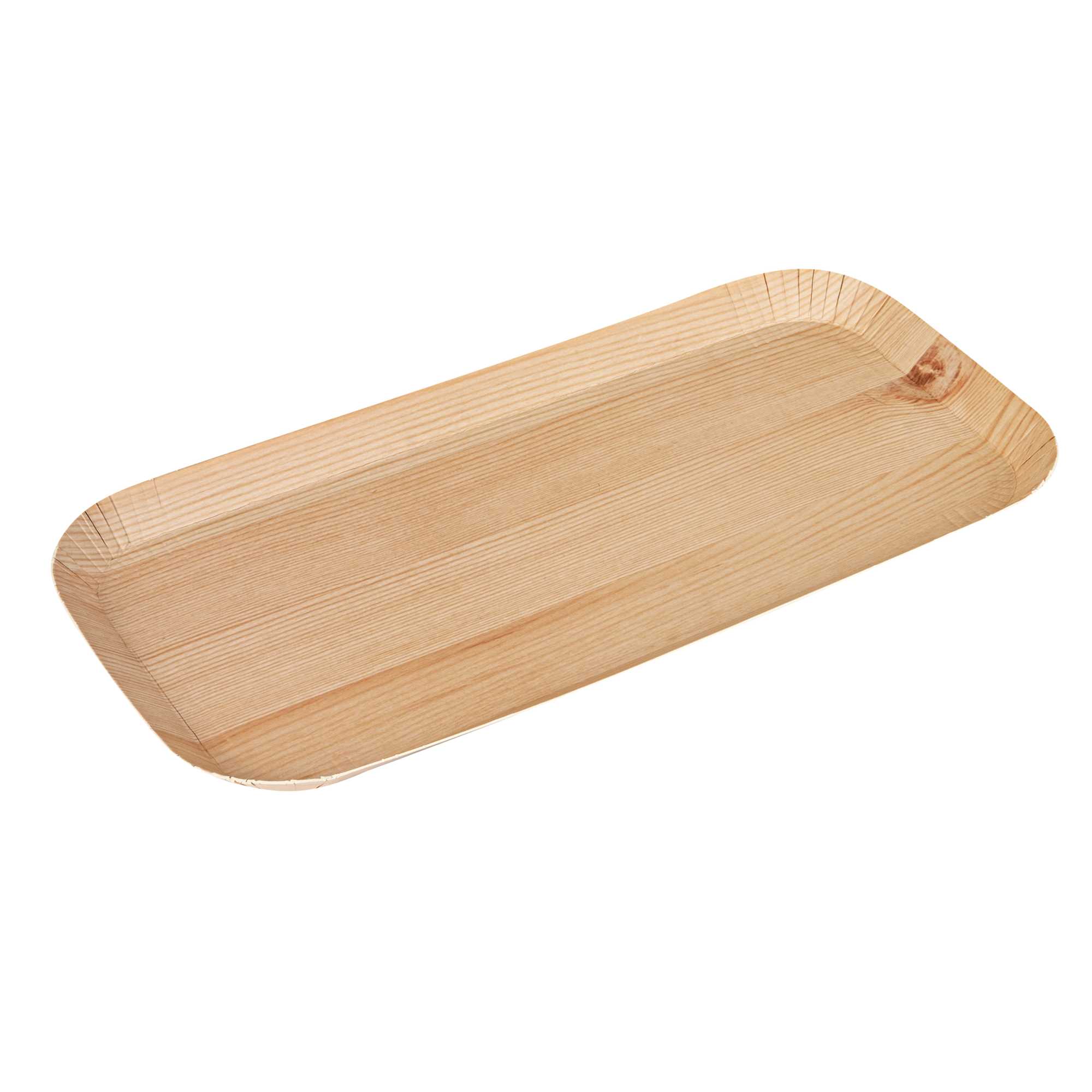 Cater Tek Rectangle Food Tray - Faux Wood - 10 1/2" x 5" - 100 count box