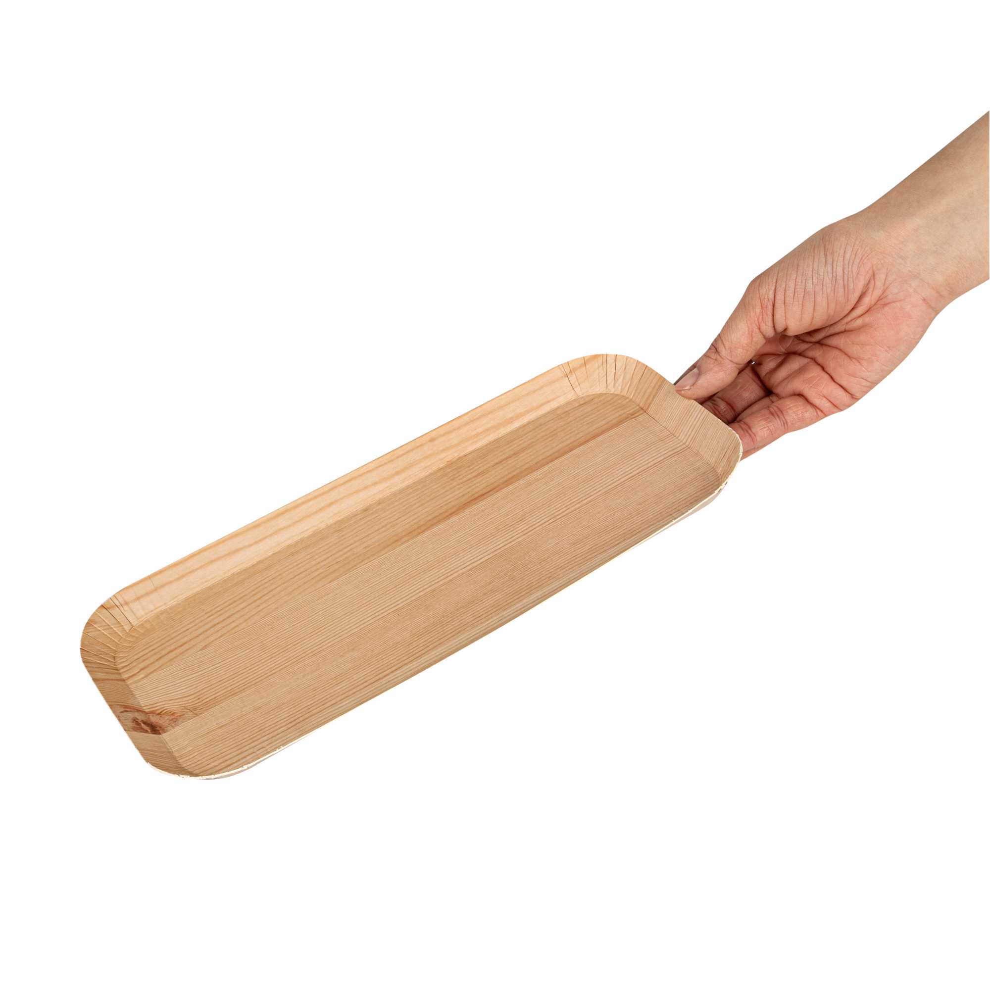 Cater Tek Rectangle Food Tray - Faux Wood - 10 1/2" x 5" - 100 count box