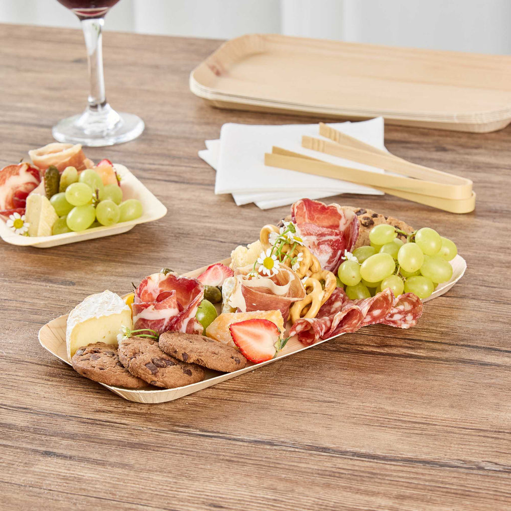 Cater Tek Rectangle Food Tray - Faux Wood - 10 1/2" x 5" - 100 count box