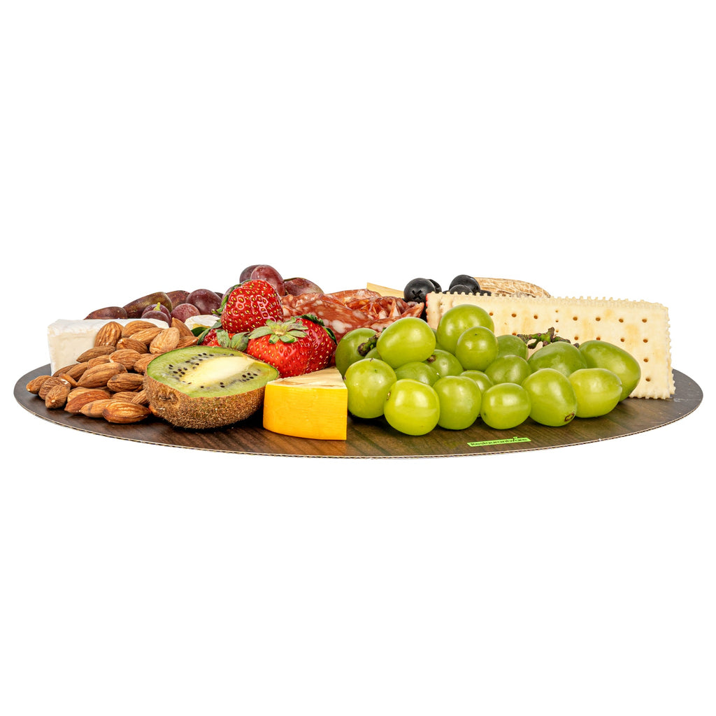 Cater Tek Round Dark Cheese / Charcuterie Board - Faux Wood - 13 3/4" x 13 3/4" - 10 count box