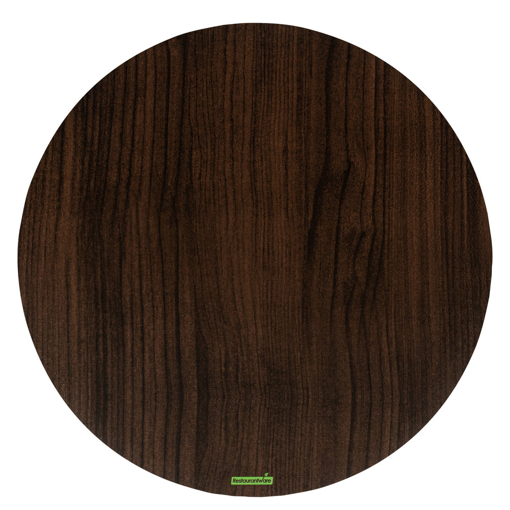 Cater Tek Round Dark Cheese / Charcuterie Board - Faux Wood - 13 3/4" x 13 3/4" - 10 count box