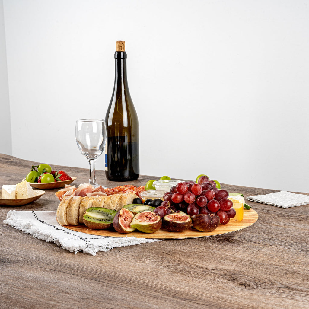 Cater Tek Round Natural Cardboard Cheese / Charcuterie Board - Faux Wood - 13 3/4" x 13 3/4" - 10 count box