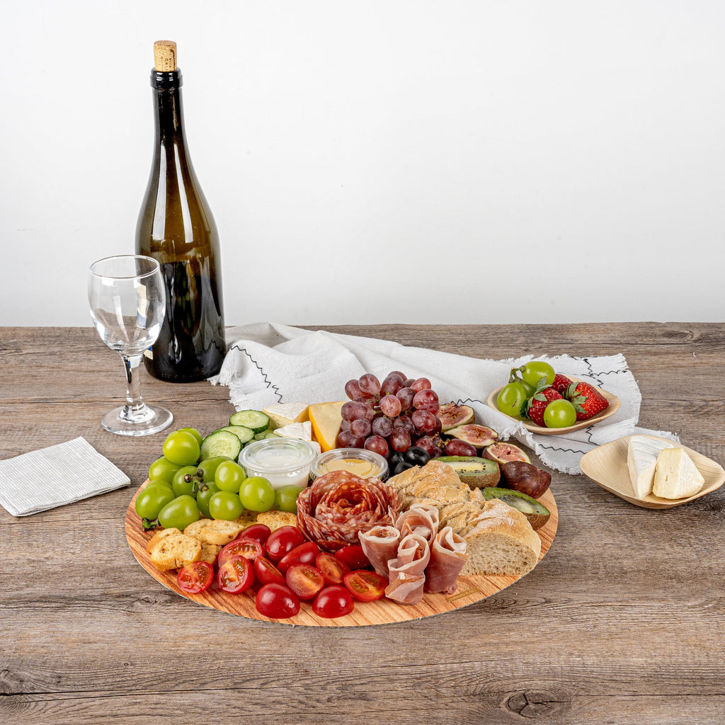 Cater Tek Round Natural Cardboard Cheese / Charcuterie Board - Faux Wood - 13 3/4" x 13 3/4" - 10 count box