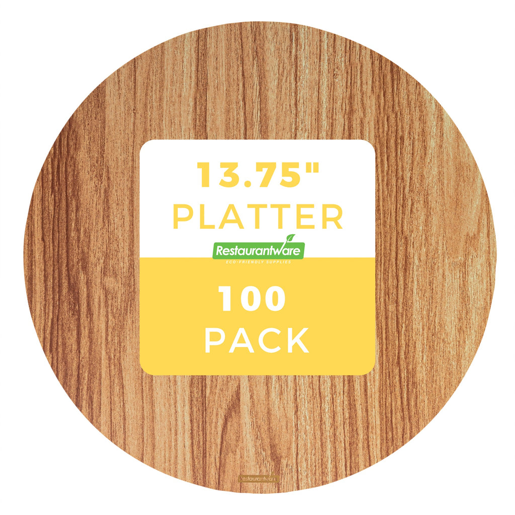 Cater Tek Round Natural Cardboard Cheese / Charcuterie Board - Faux Wood - 13 3/4" x 13 3/4" - 100 count box