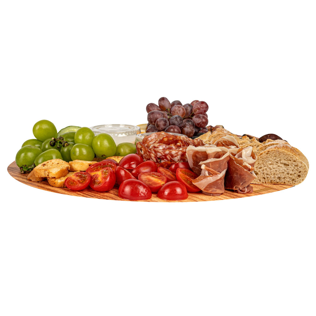 Cater Tek Round Natural Cardboard Cheese / Charcuterie Board - Faux Wood - 13 3/4" x 13 3/4" - 100 count box