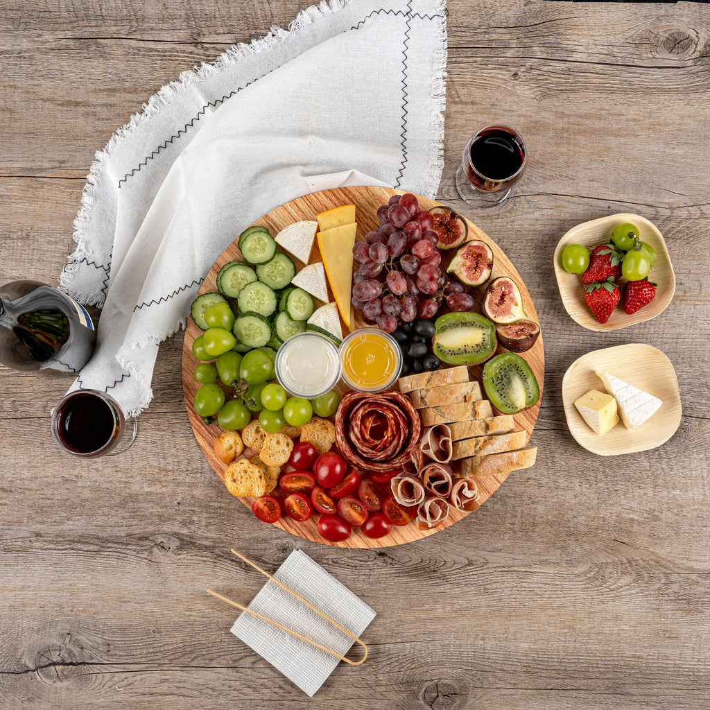 Cater Tek Round Natural Cardboard Cheese / Charcuterie Board - Faux Wood - 13 3/4" x 13 3/4" - 100 count box
