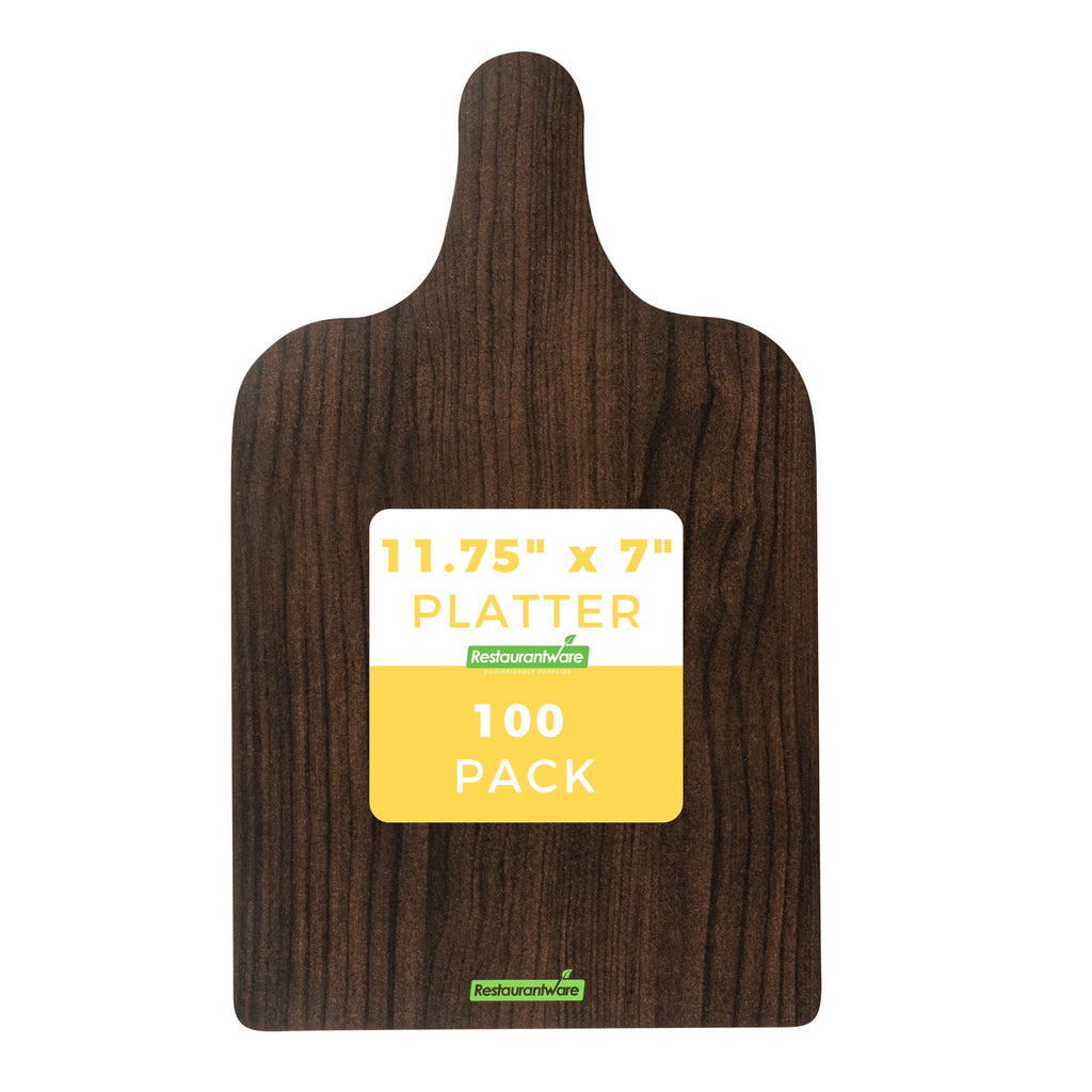 Cater Tek Dark Cheese / Charcuterie Board - Faux Wood - 11 3/4" x 7" - 100 count box