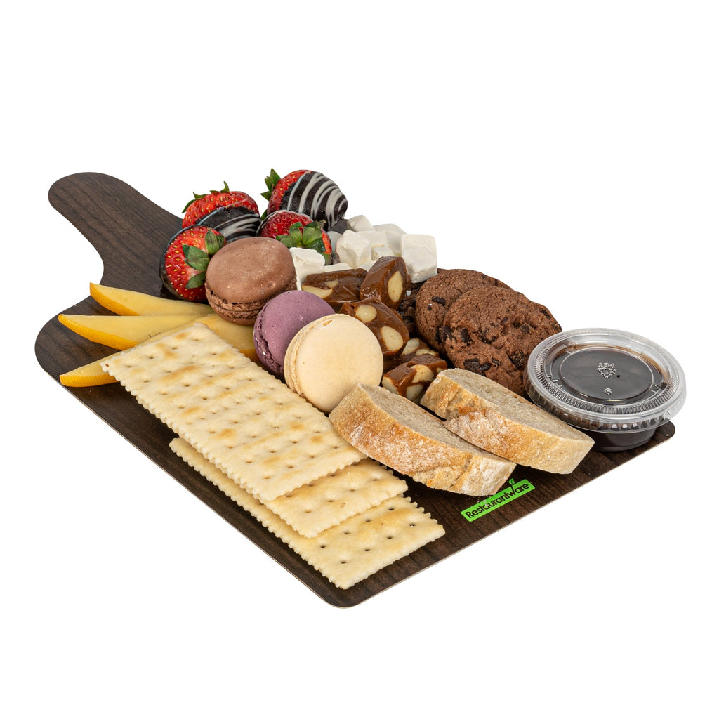Cater Tek Dark Cheese / Charcuterie Board - Faux Wood - 11 3/4" x 7" - 100 count box