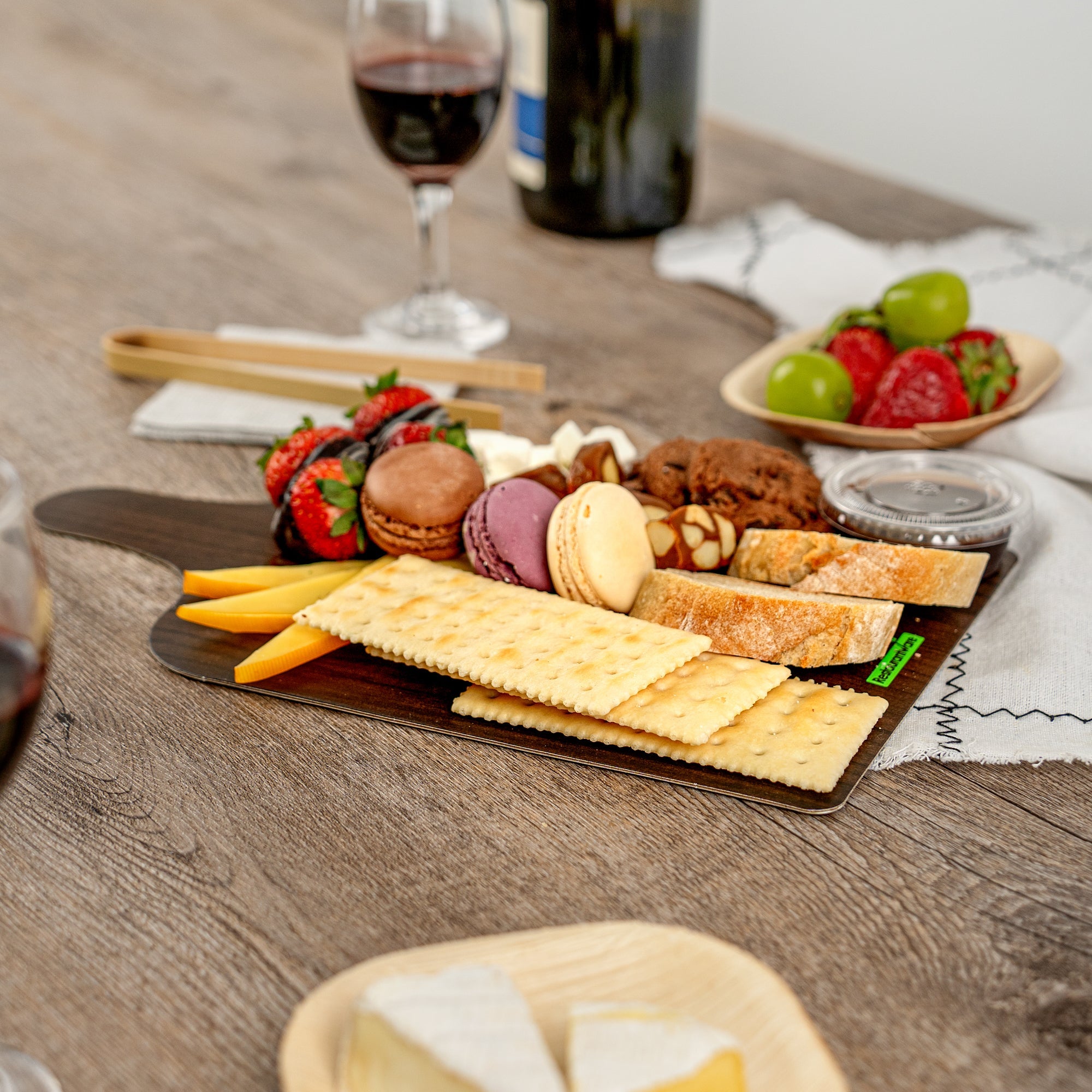 Cater Tek Dark Cheese / Charcuterie Board - Faux Wood - 11 3/4" x 7" - 100 count box