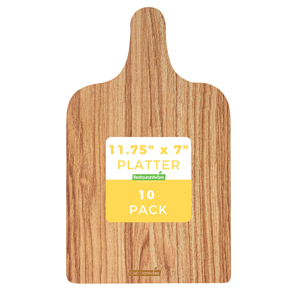 Cater Tek Natural Cheese / Charcuterie Board - Faux Wood - 11 3/4" x 7" - 10 count box