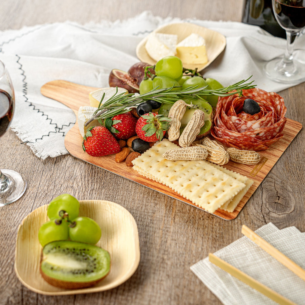 Cater Tek Natural Cheese / Charcuterie Board - Faux Wood - 11 3/4" x 7" - 10 count box