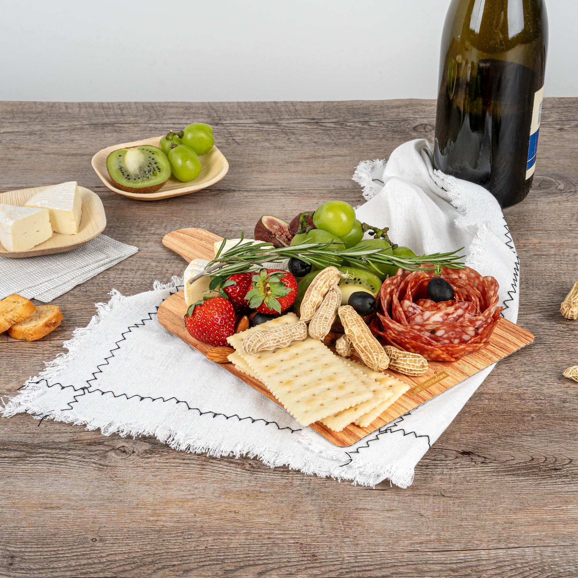 Cater Tek Natural Cheese / Charcuterie Board - Faux Wood - 11 3/4" x 7" - 10 count box
