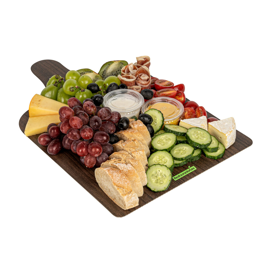 Cater Tek Dark Cheese / Charcuterie Board - Faux Wood - 15 3/4" x 9 3/4" - 10 count box