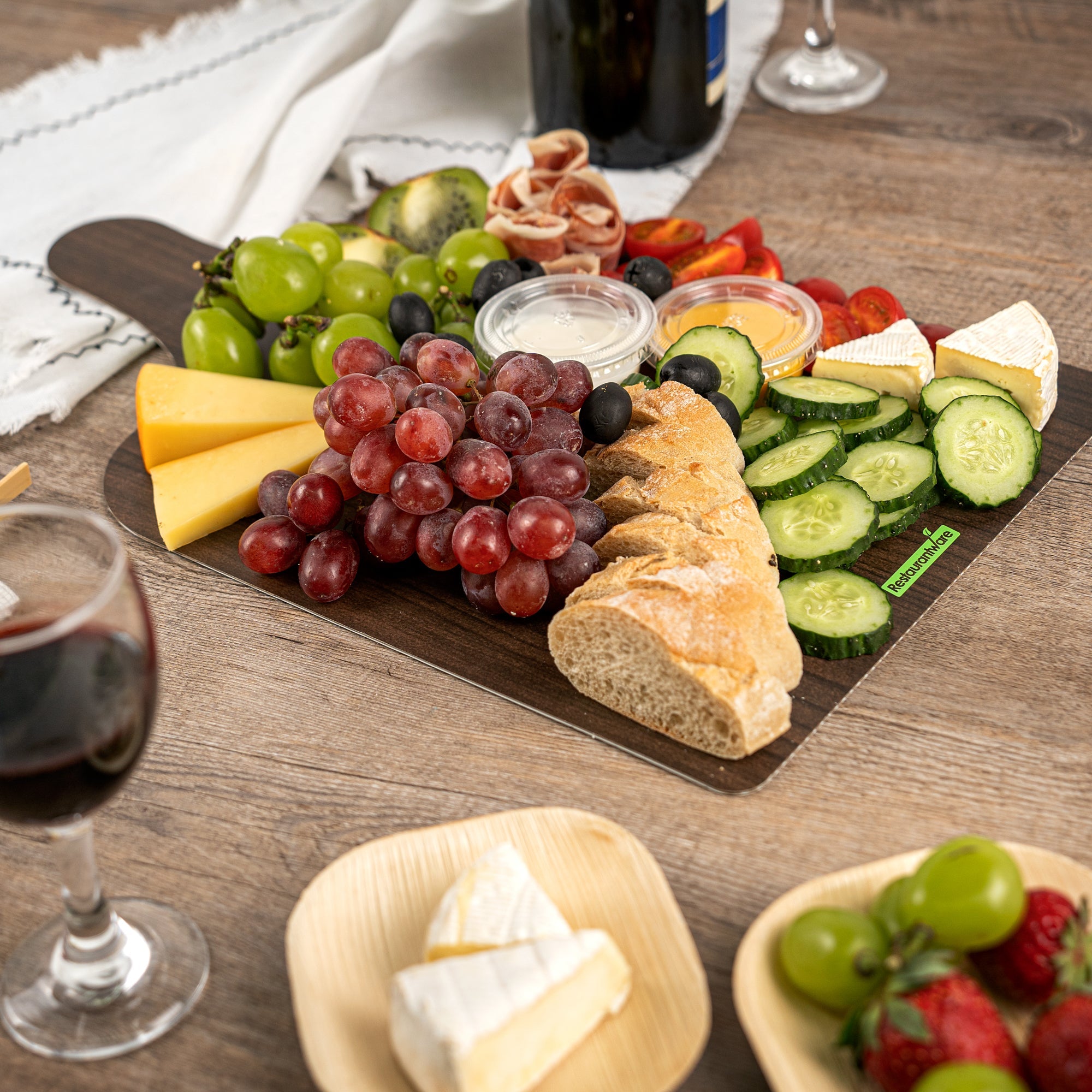 Cater Tek Dark Cheese / Charcuterie Board - Faux Wood - 15 3/4" x 9 3/4" - 10 count box