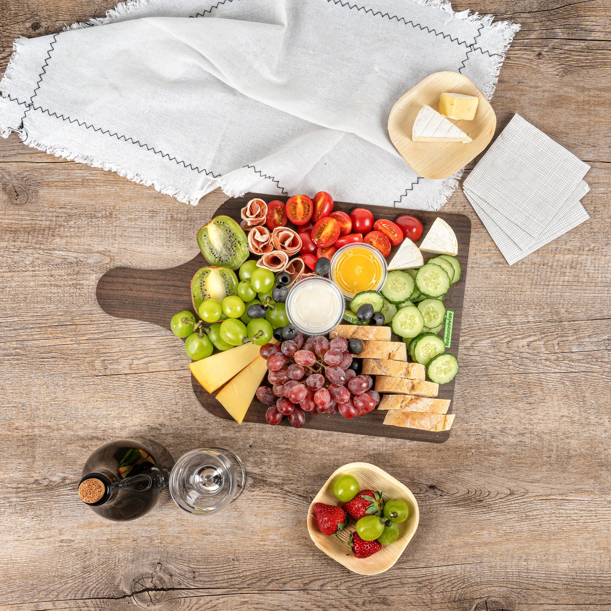 Cater Tek Dark Cheese / Charcuterie Board - Faux Wood - 15 3/4" x 9 3/4" - 100 count box