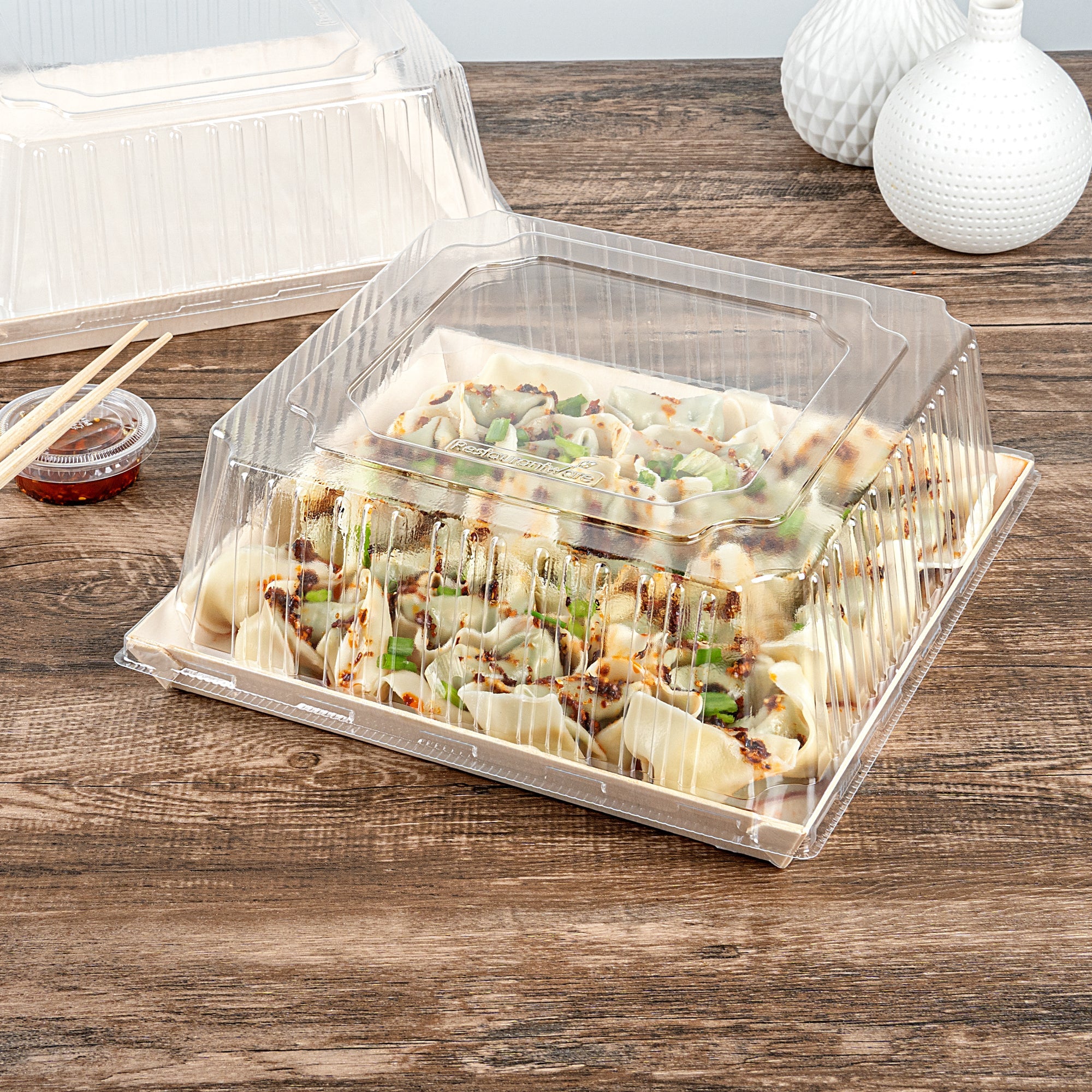 Taipei Square Clear Plastic Lid - Fits 9 1/2" Poplar Plate - 25 count box