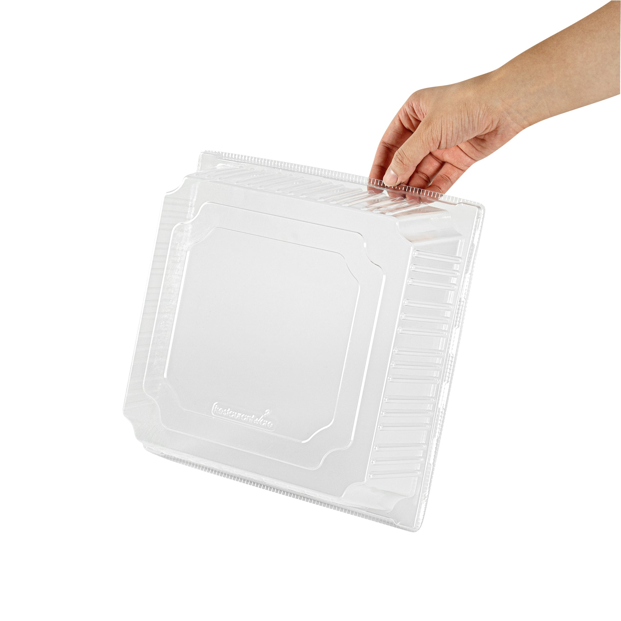 Taipei Square Clear Plastic Lid - Fits 9 1/2" Poplar Plate - 25 count box