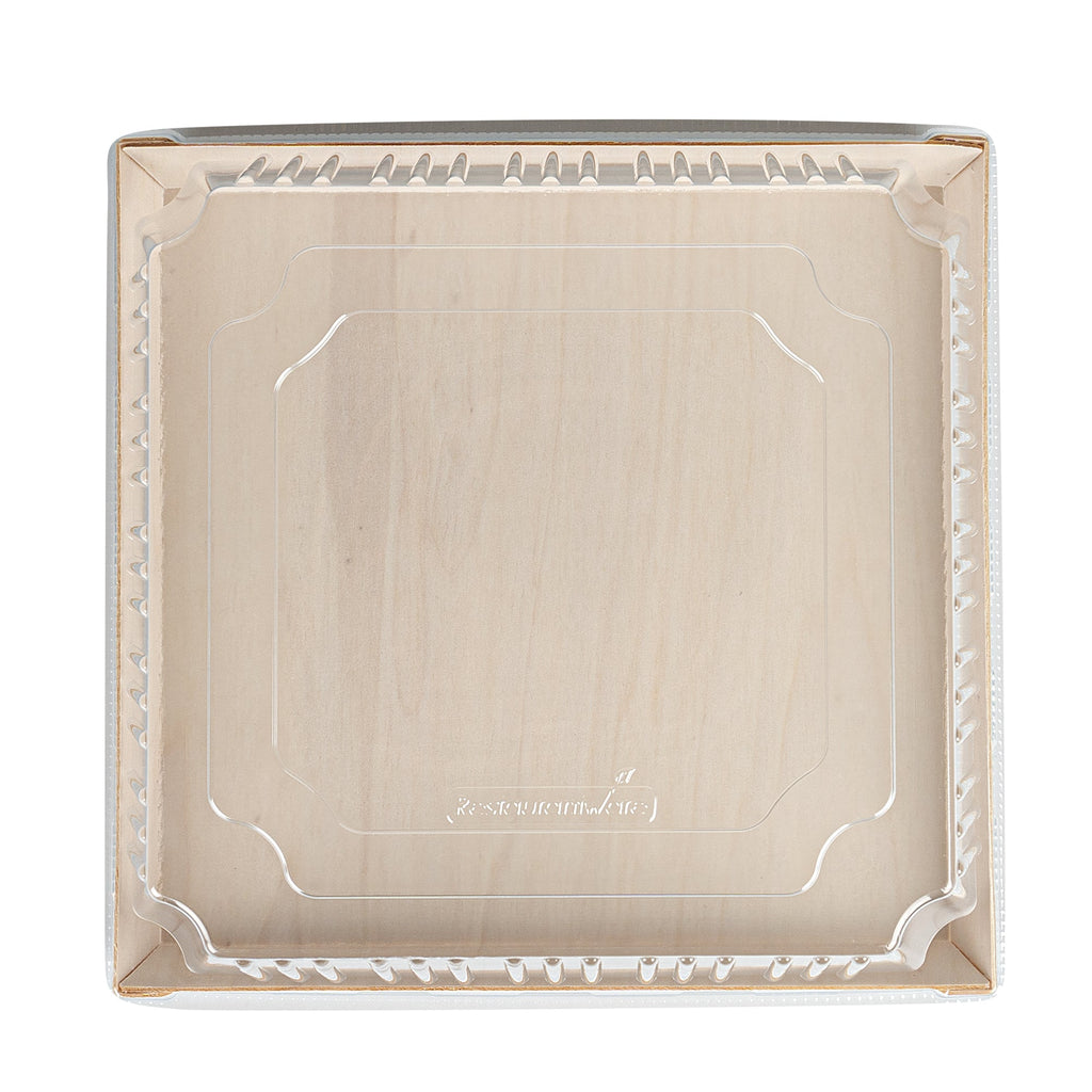 Taipei Square Clear Plastic Lid - Fits 9 1/2" Poplar Plate - 25 count box