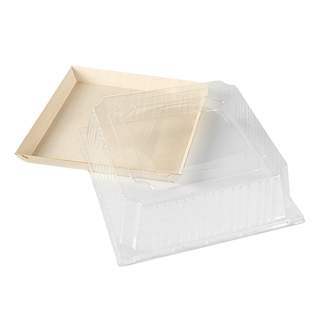 Taipei Square Clear Plastic Lid - Fits 9 1/2" Poplar Plate - 25 count box