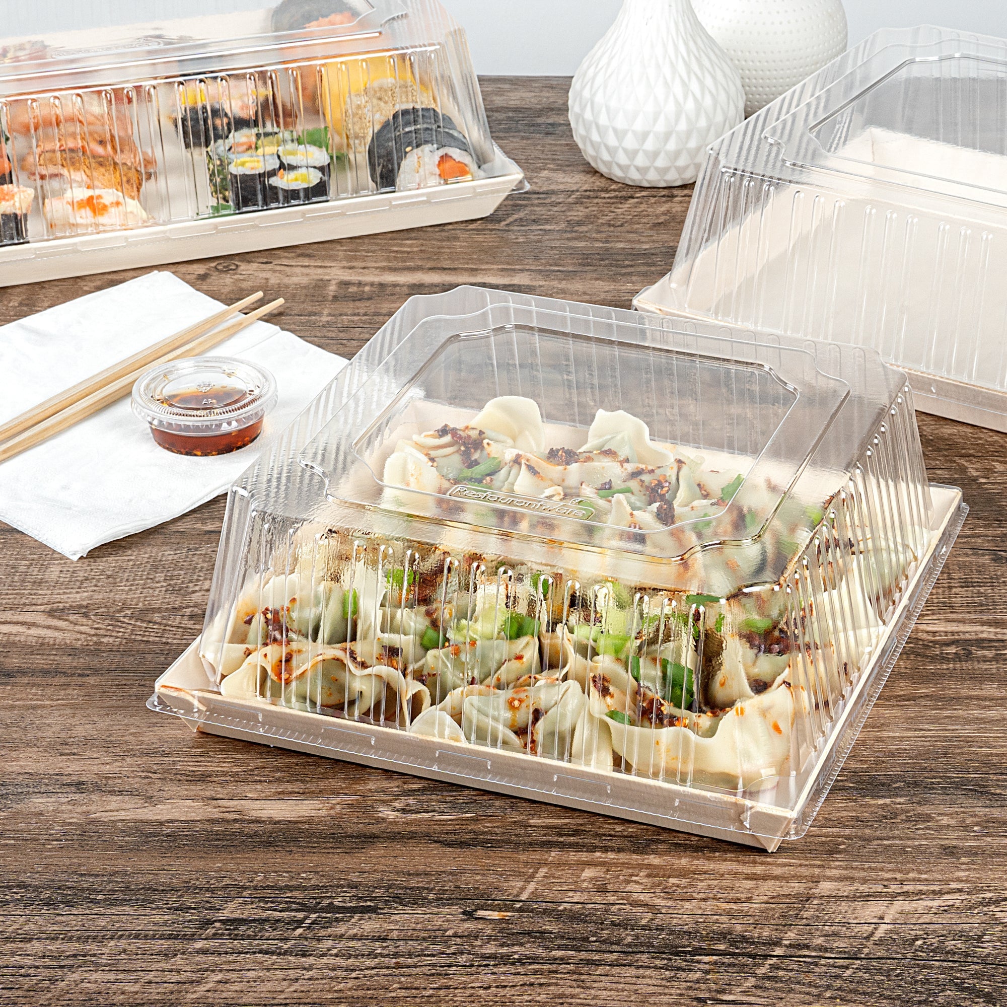 Taipei Square Clear Plastic Lid - Fits 9 1/2" Poplar Plate - 25 count box