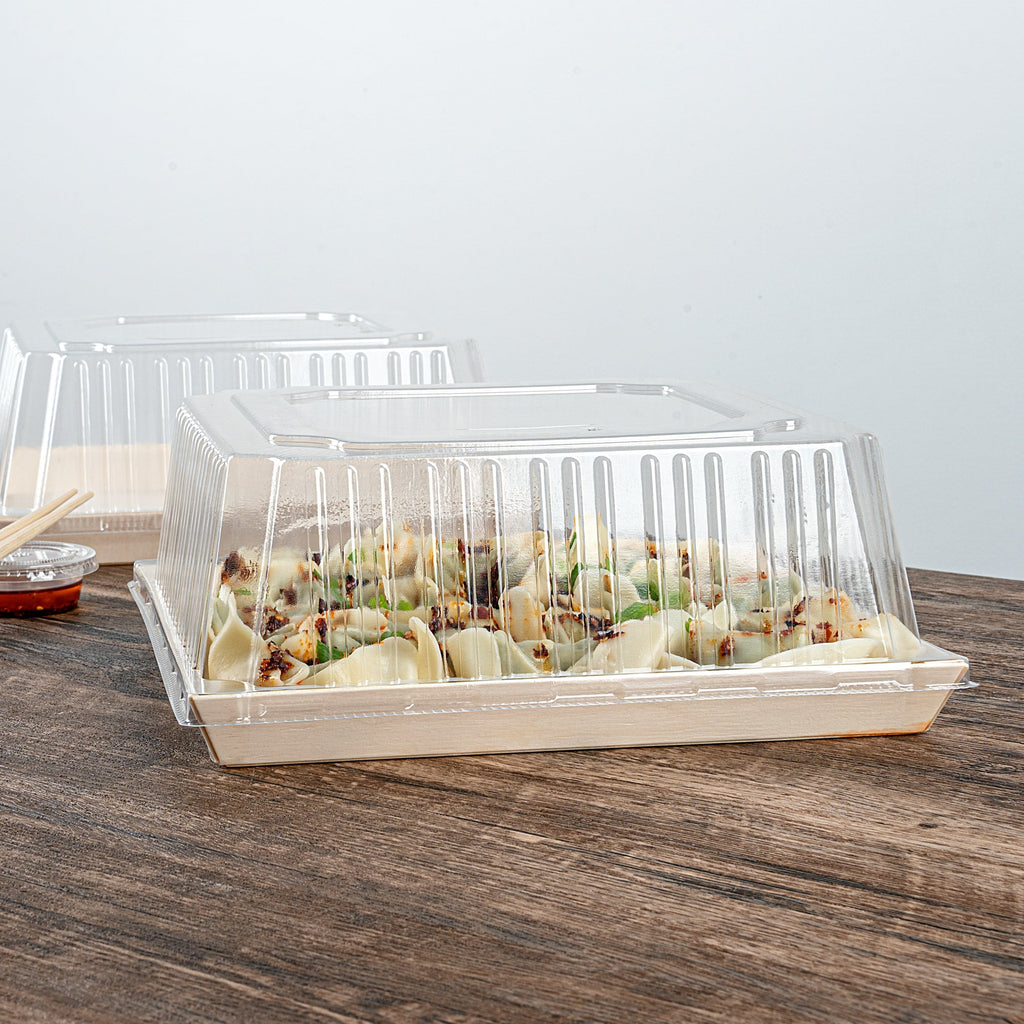 Taipei Square Clear Plastic Lid - Fits 9 1/2" Poplar Plate - 25 count box