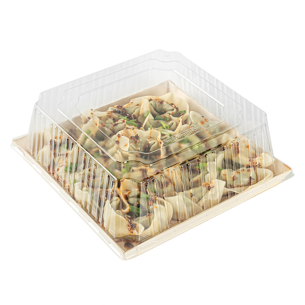 Taipei Square Clear Plastic Lid - Fits 9 1/2" Poplar Plate - 100 count box
