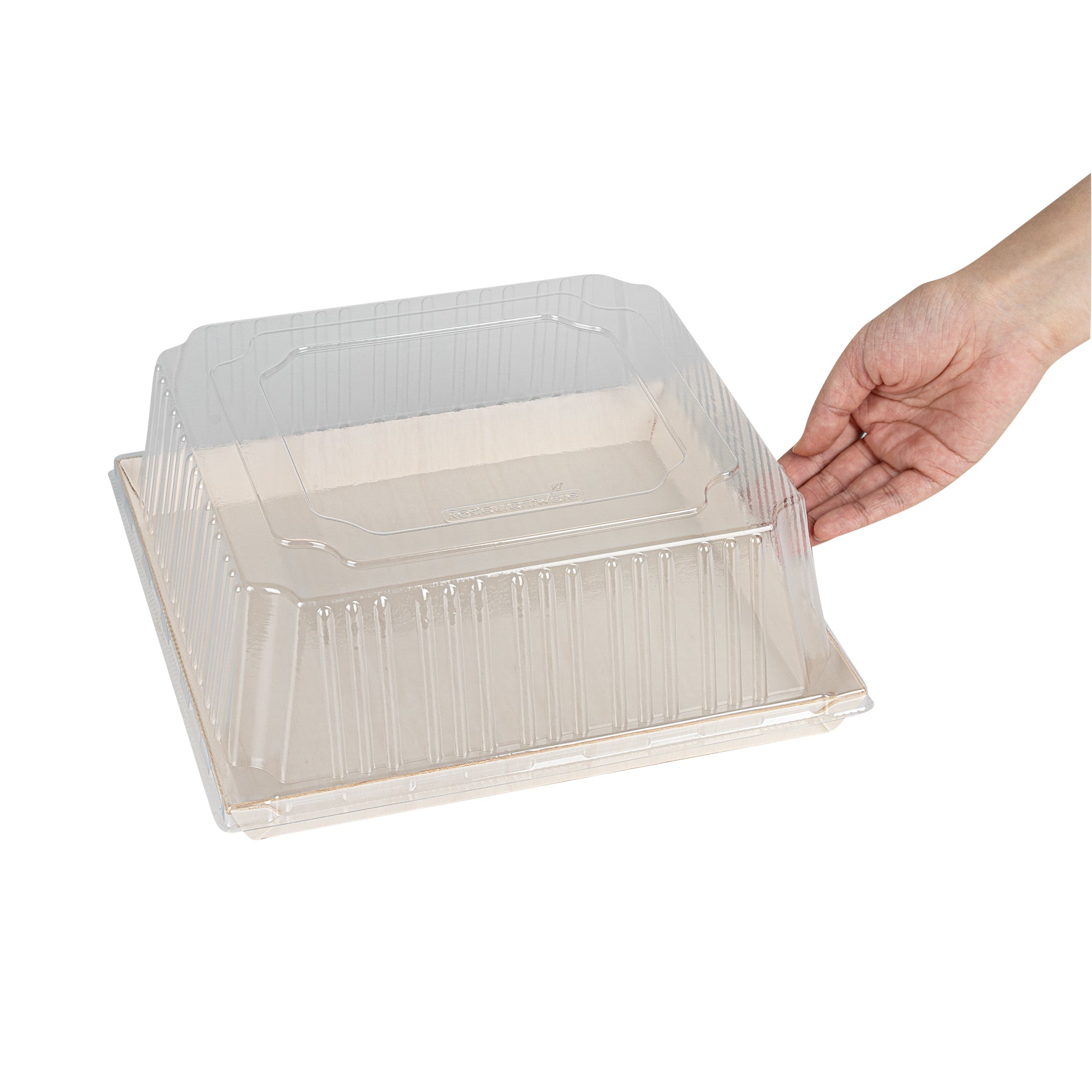 Taipei Square Clear Plastic Lid - Fits 9 1/2" Poplar Plate - 100 count box