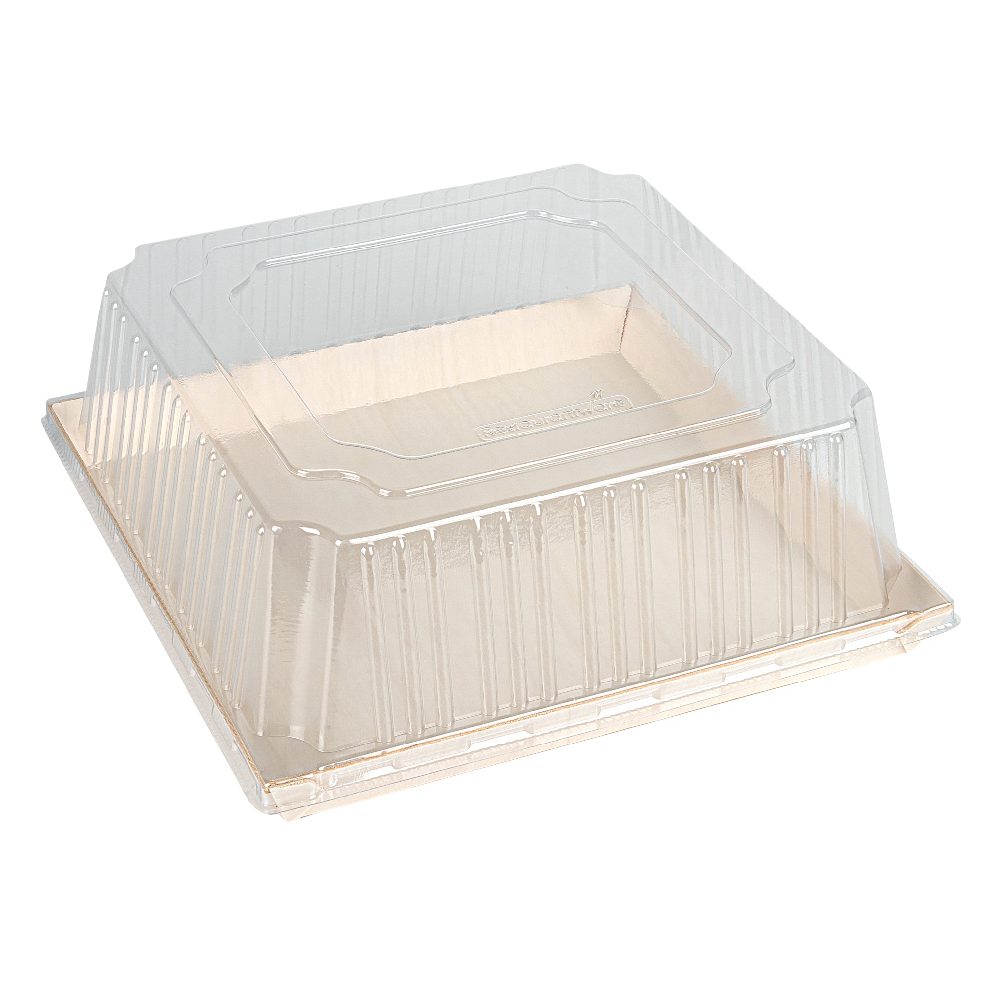 Taipei Square Clear Plastic Lid - Fits 9 1/2" Poplar Plate - 100 count box