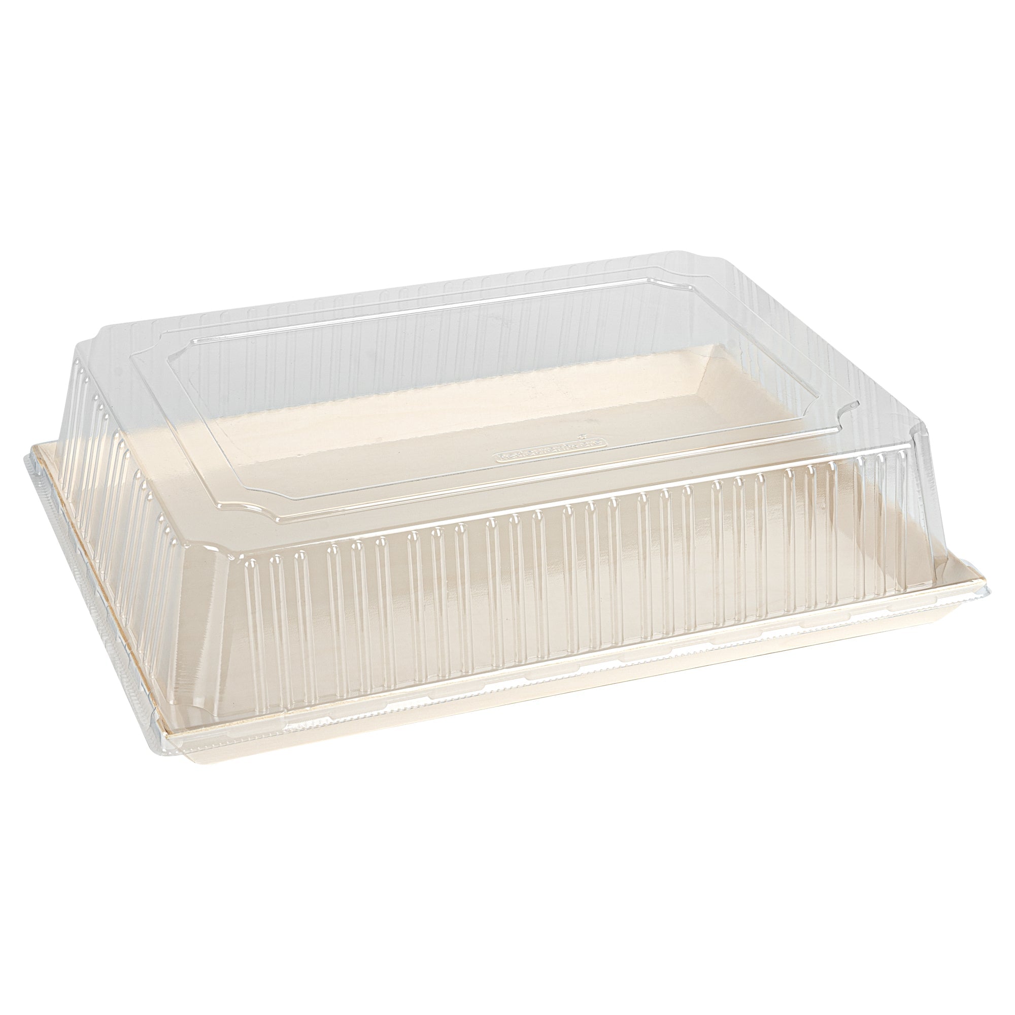 Taipei Rectangle Clear Plastic Lid - Fits 15 1/4" x 10 3/4" Poplar Plate - 25 count box