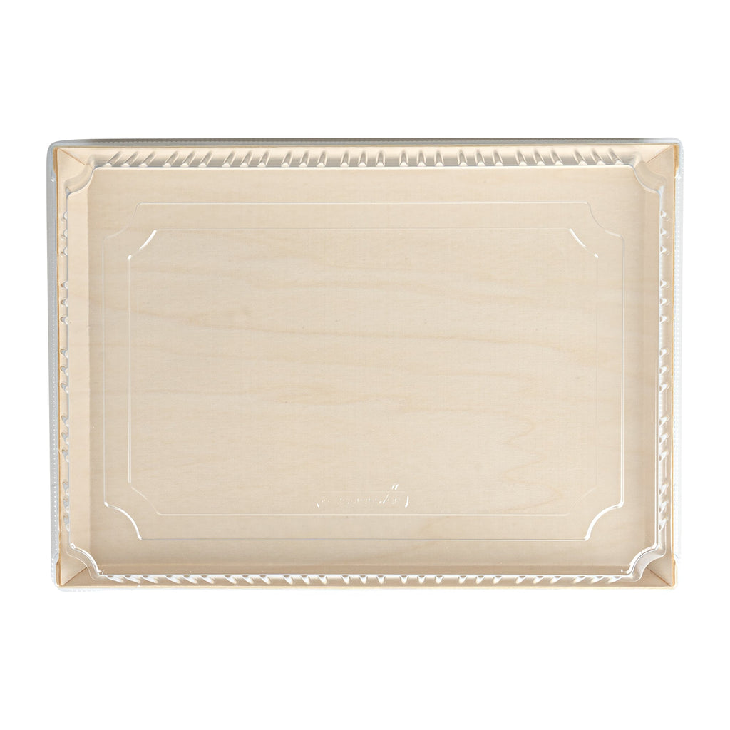 Taipei Rectangle Clear Plastic Lid - Fits 15 1/4" x 10 3/4" Poplar Plate - 25 count box