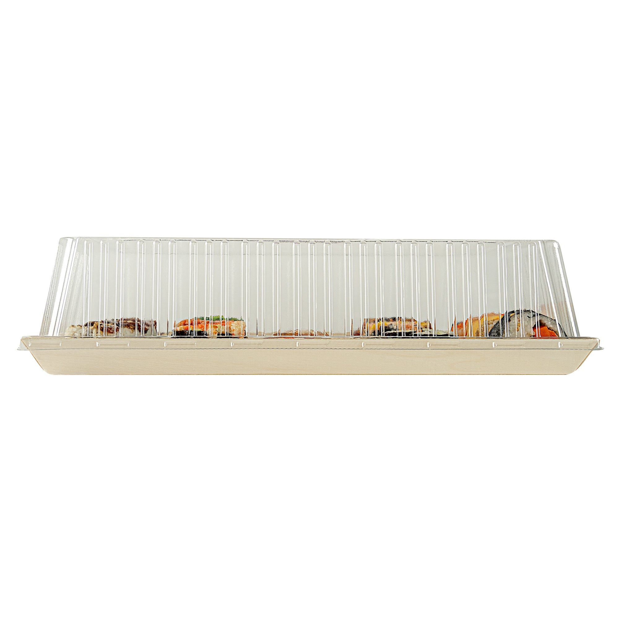 Taipei Rectangle Clear Plastic Lid - Fits 15 1/4" x 10 3/4" Poplar Plate - 100 count box