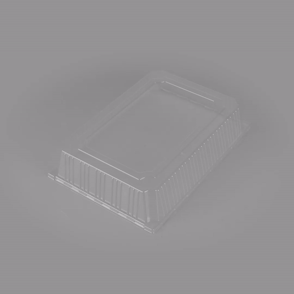 Taipei Rectangle Clear Plastic Lid - Fits 15 1/4" x 10 3/4" Poplar Plate - 100 count box