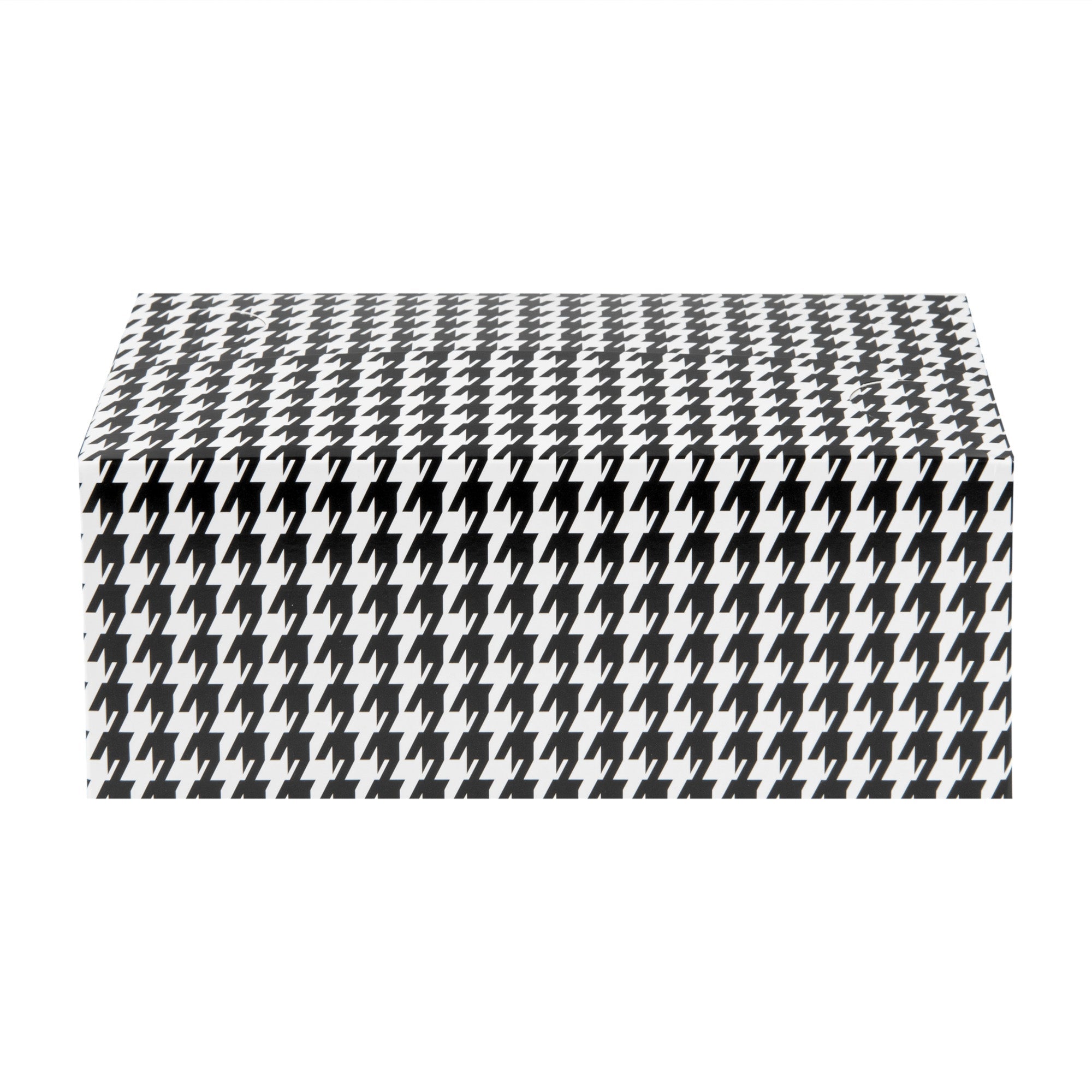 Bio Tek 47 oz Black Houndstooth Paper Lunch / Chicken Box - with Fast Top - 7" x 4 1/2" x 2 3/4" - 100 count box