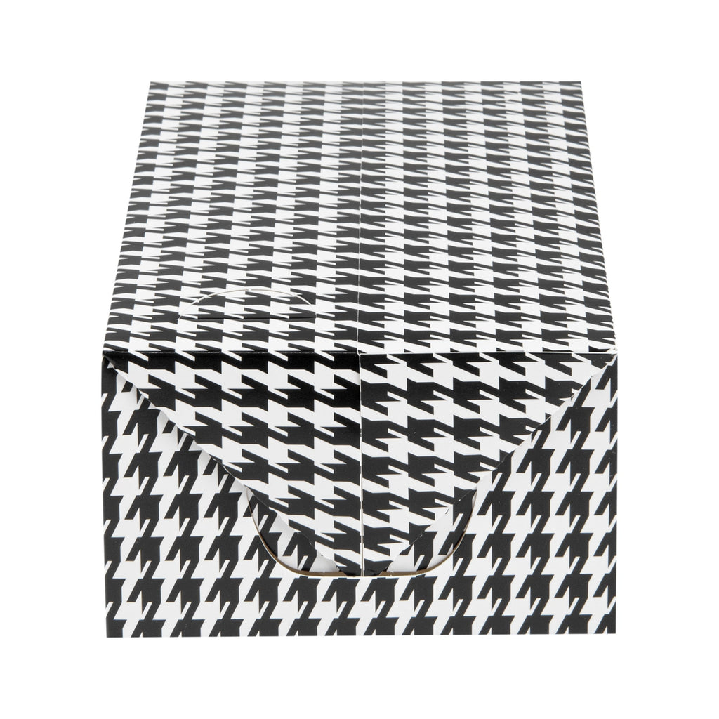 Bio Tek 47 oz Black Houndstooth Paper Lunch / Chicken Box - with Fast Top - 7" x 4 1/2" x 2 3/4" - 400 count box