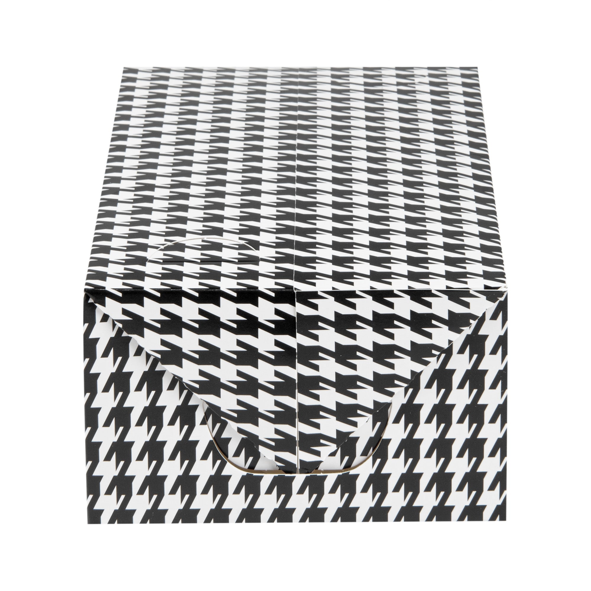 Bio Tek 47 oz Black Houndstooth Paper Lunch / Chicken Box - with Fast Top - 7" x 4 1/2" x 2 3/4" - 400 count box