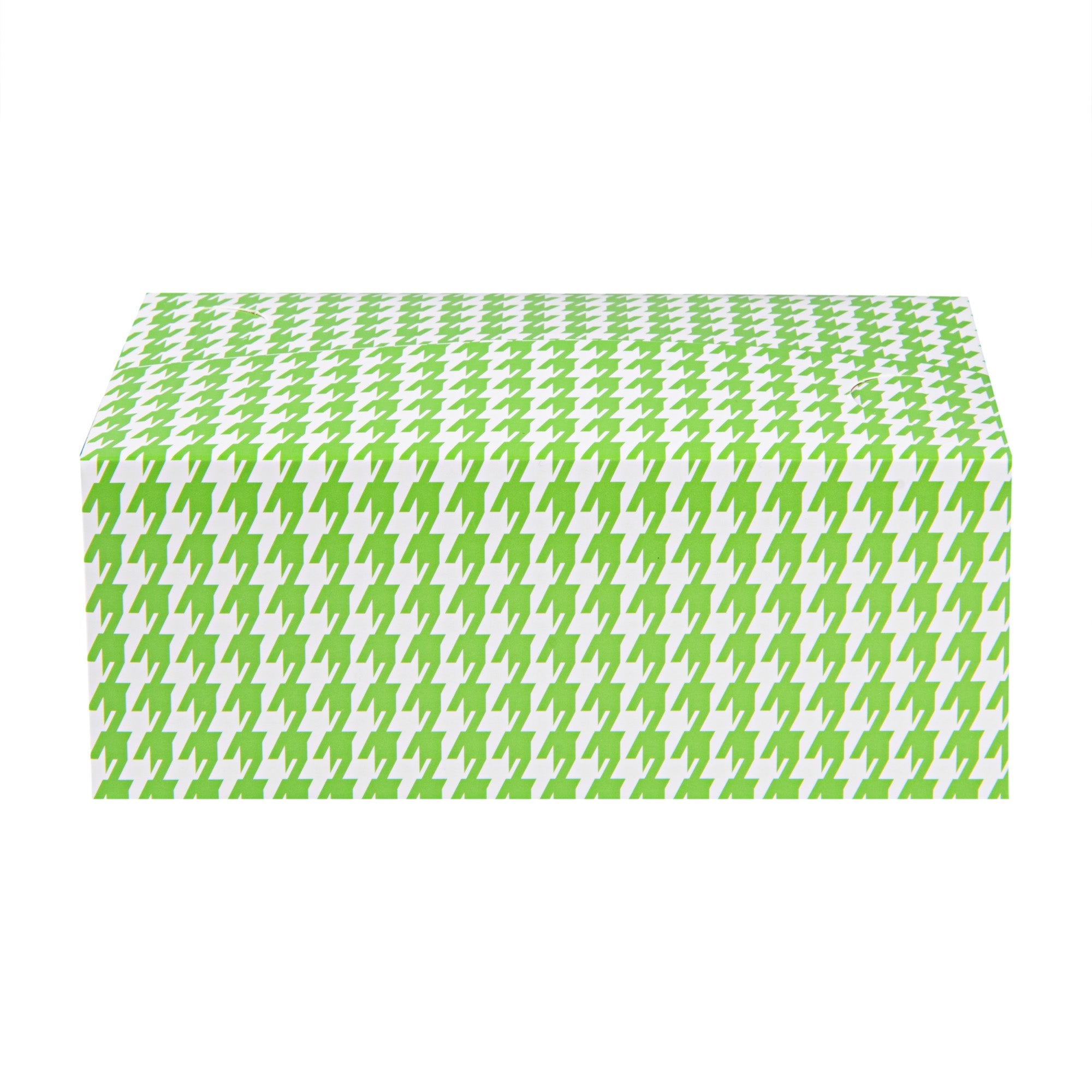 Bio Tek 47 oz Green Houndstooth Paper Lunch / Chicken Box - with Fast Top - 7" x 4 1/2" x 2 3/4" - 100 count box