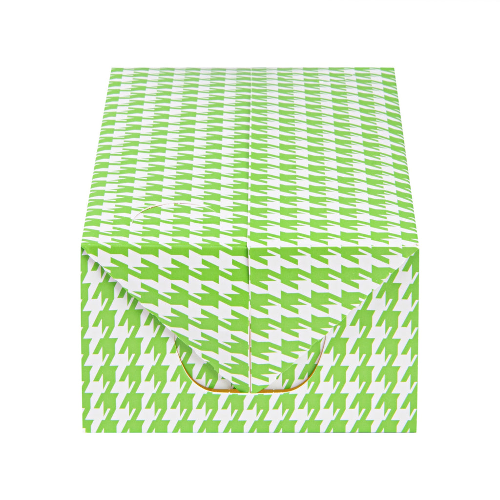 Bio Tek 47 oz Green Houndstooth Paper Lunch / Chicken Box - with Fast Top - 7" x 4 1/2" x 2 3/4" - 100 count box