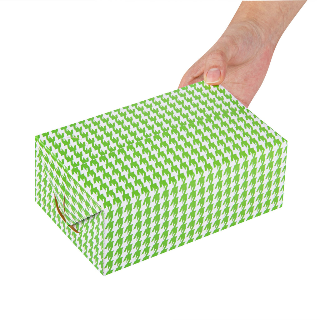 Bio Tek 47 oz Green Houndstooth Paper Lunch / Chicken Box - with Fast Top - 7" x 4 1/2" x 2 3/4" - 400 count box