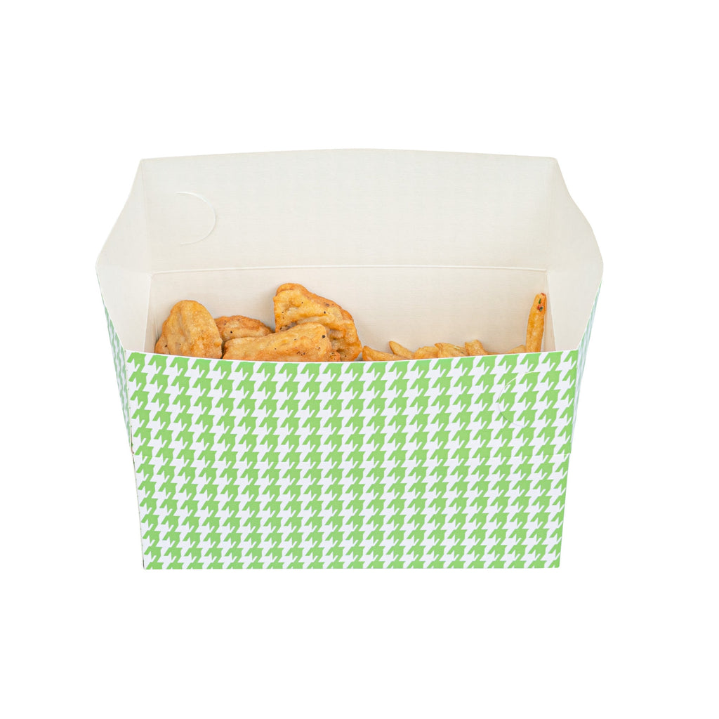 Bio Tek 47 oz Green Houndstooth Paper Lunch / Chicken Box - with Fast Top - 7" x 4 1/2" x 2 3/4" - 400 count box