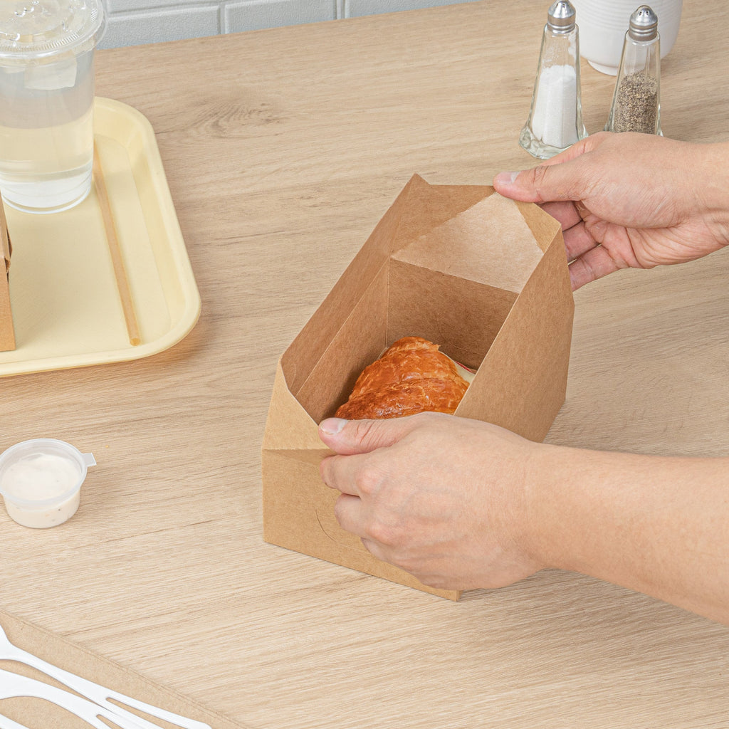 Bio Tek 47 oz Kraft Paper Lunch / Chicken Box - with Fast Top - 7" x 4 1/2" x 2 3/4" - 100 count box