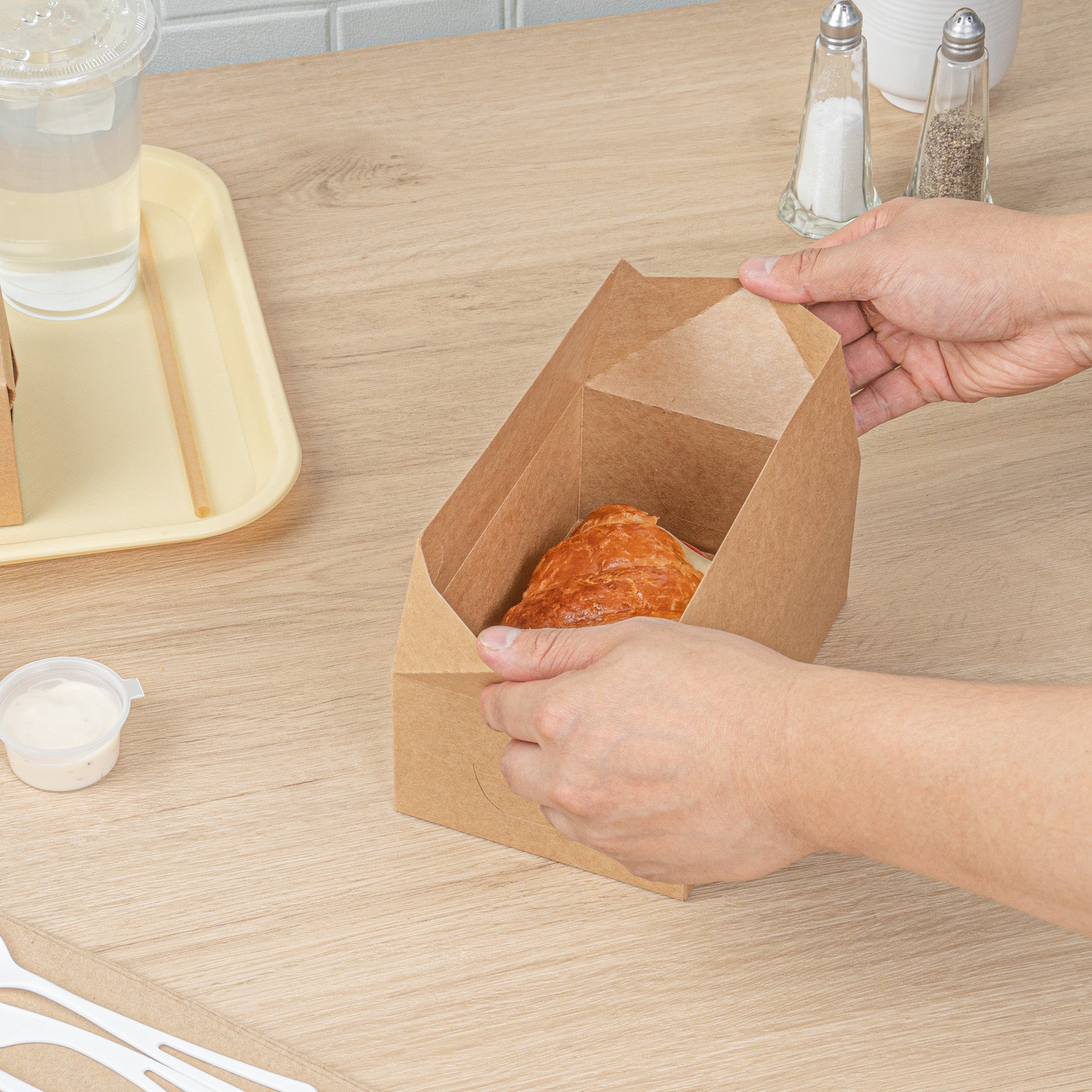 Bio Tek 47 oz Kraft Paper Lunch / Chicken Box - with Fast Top - 7" x 4 1/2" x 2 3/4" - 100 count box