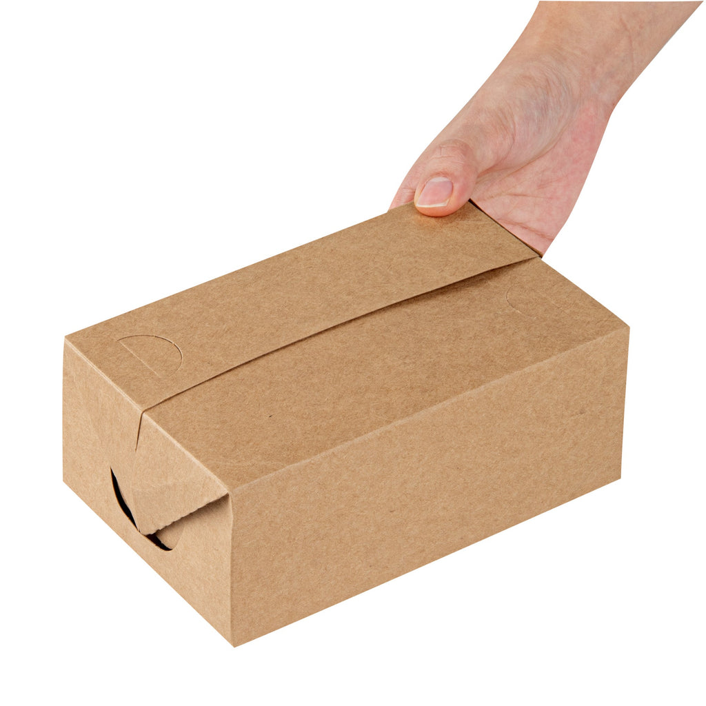 Bio Tek 47 oz Kraft Paper Lunch / Chicken Box - with Fast Top - 7" x 4 1/2" x 2 3/4" - 400 count box