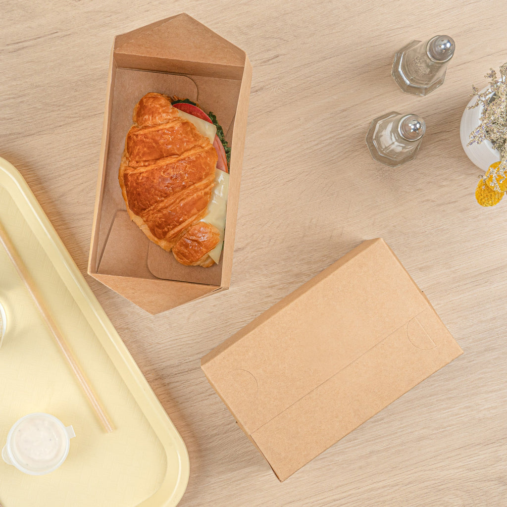 Bio Tek 47 oz Kraft Paper Lunch / Chicken Box - with Fast Top - 7" x 4 1/2" x 2 3/4" - 400 count box